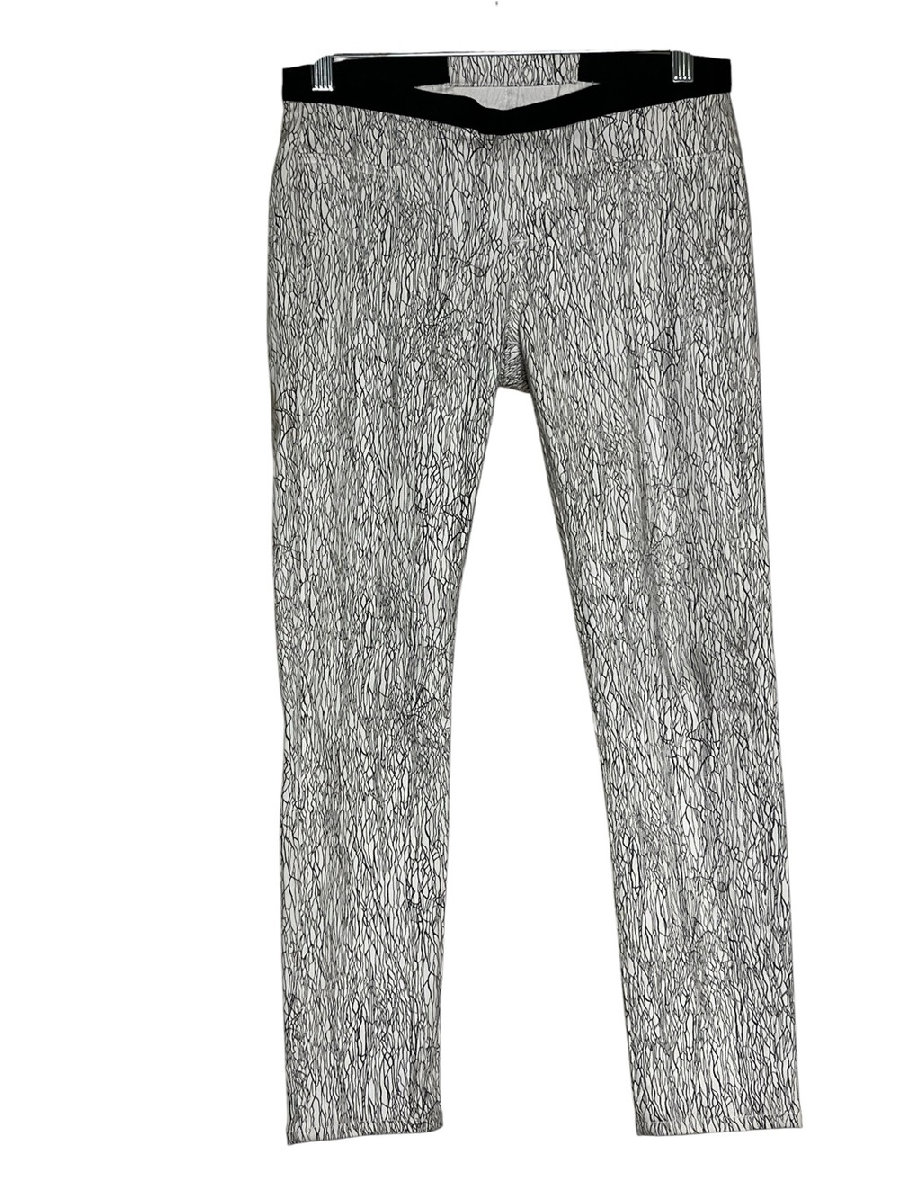 Helmut Lang Abstract Crackle Print Pull-On Slim Pants Stovepipe Black White 26 - Picture 2 of 14